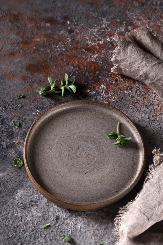 empty ceramic plate for background and menu